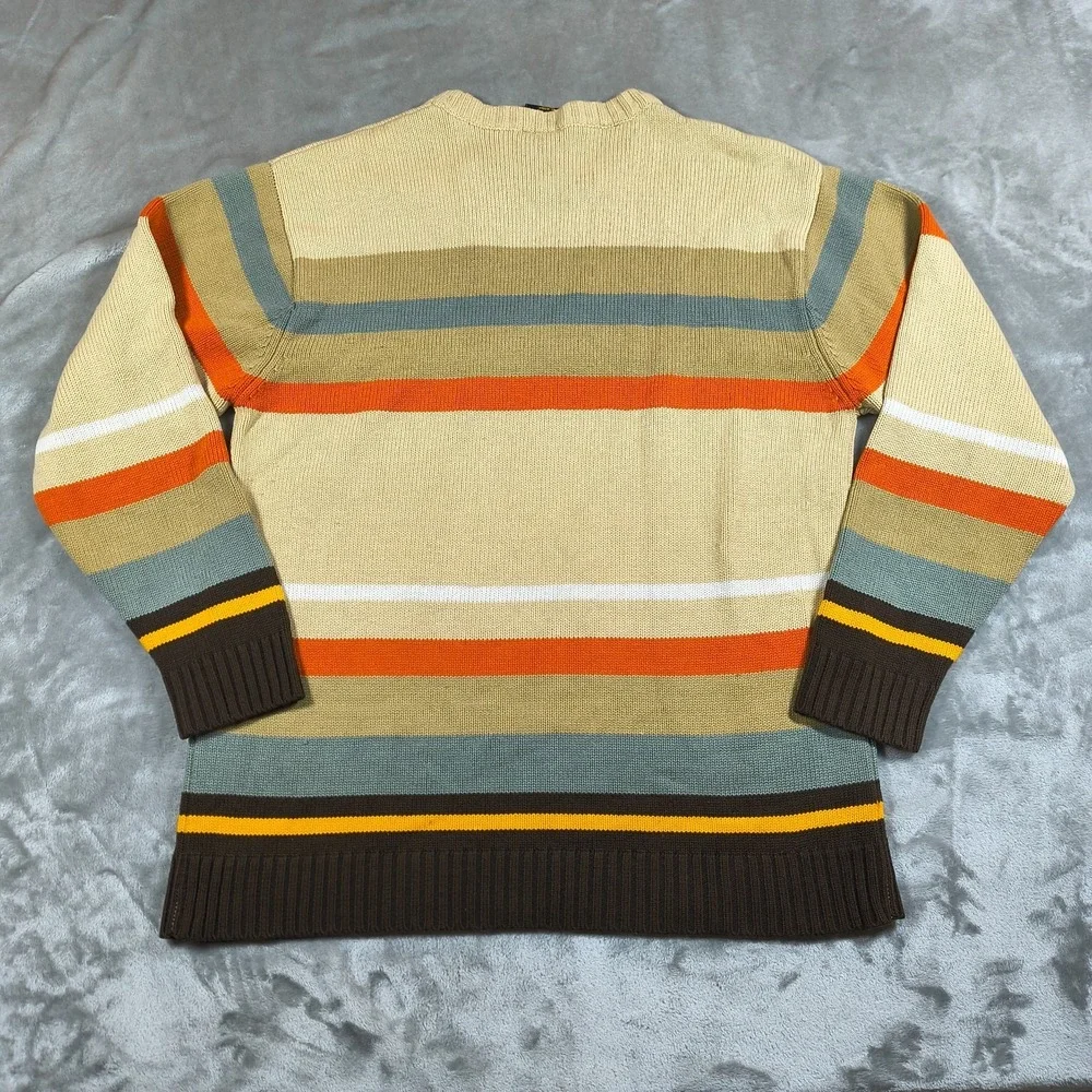 Vintage Southpole Sweater Mens Large Beige Striped Pullover Knit Y2K Streetwear